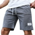 thumbnail image 2 of Men's Summer Plus Size Short Pants Summer Fashion Size M Solid Color Elastic Waist Athletic Casual Pants Gray Color Workwear Knee Length Sport Cargo Shorts, 2 of 6