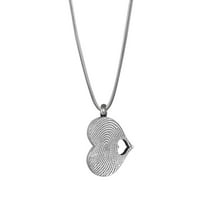 Personalized Silver Fingerprint Sideways Heart Cremation Necklace Memorial Jewelry Stainless Steel Urn Ashes Holder with Funnel Kit and Velvet Jewelry Box