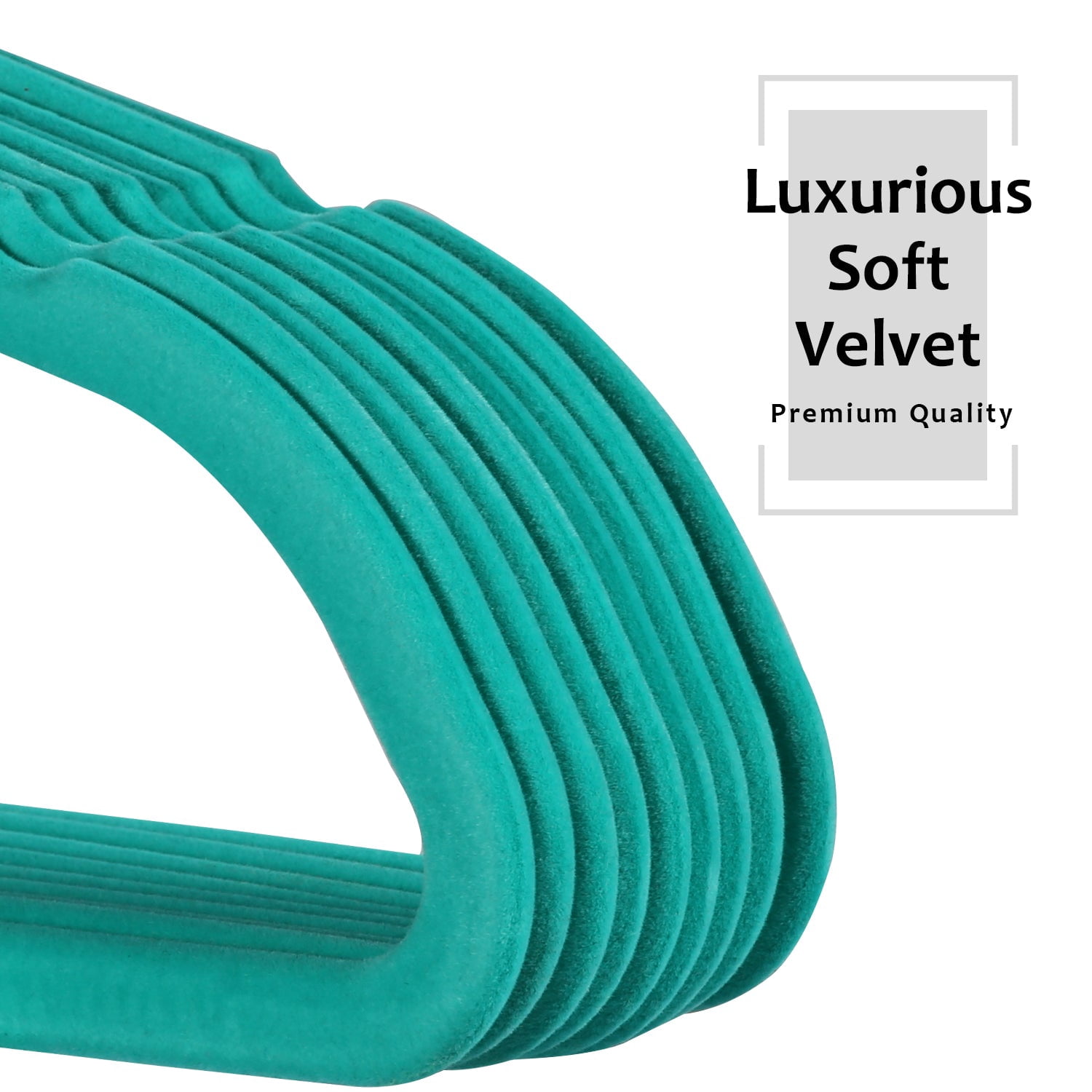 VECELO 100 Pack Velvet Non-Slip Heavy Duty Adult Hangers with 360° Swivel Hook, Ultra-Thin Space Saving Clothes Organizer for Coats Shirts Dresses Closet Storage-Green