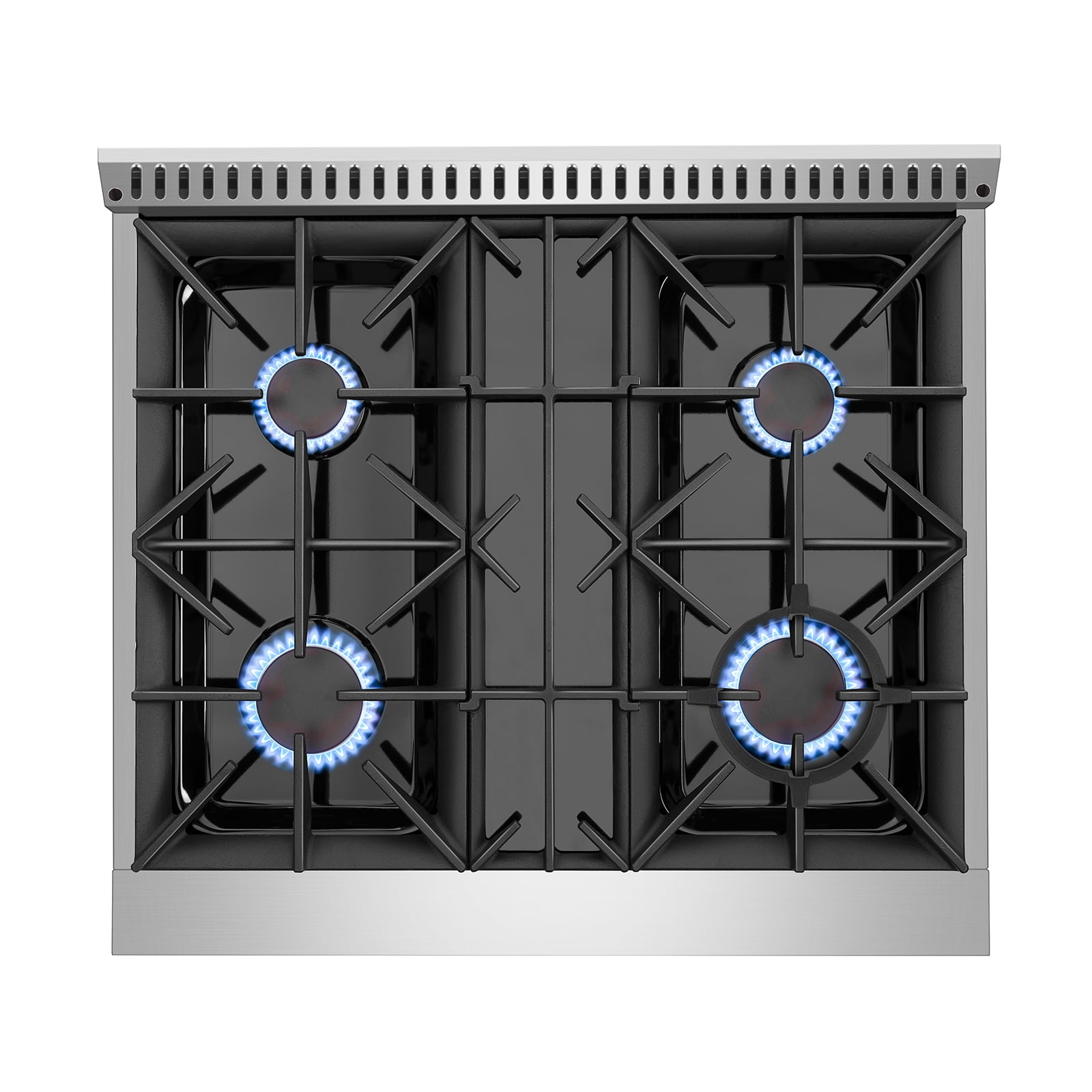 Empava 30 in. 4.2 cu. ft. Pro-Style Slide-In Single Oven Gas Range with 4 Sealed Ultra High-Low Burners - Heavy Duty Continuous Grates in Stainless Steel