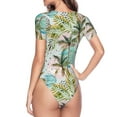 thumbnail image 4 of Easygdp Watercolor Palm Tree Women'S Waist-Cinching Short-Sleeved Onesie, Olastic Onesiet,Snaps At Bottom,Easy To Put On And Take Off - Medium, 4 of 9