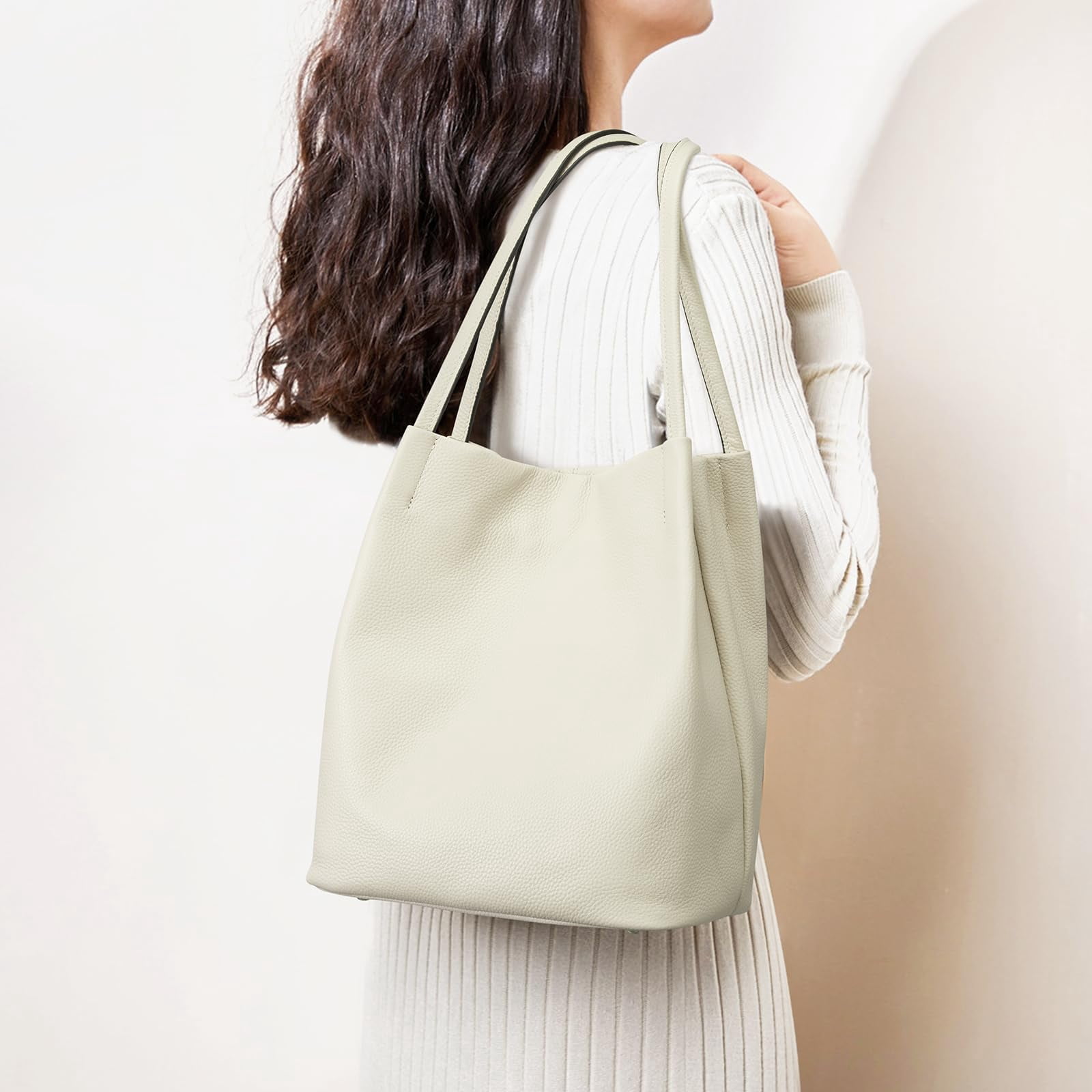 Kattee Women Soft Genuine Leather Totes Shoulder Bag Purses and Handbags with Top Magnetic Snap Closure
