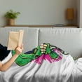 thumbnail image 3 of Outer Space Soft Flannel Fleece Blanket, Alien Warrior Practicing Chinese Martial Art Karate Sports Children Kids Theme, Cozy Plush for Indoor and Outdoor Use, 70" x 90", Green Pink, by Ambesonne, 3 of 5