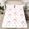 thumbnail image 2 of jejeloiu Pink Bowknot Bed Sheets,Pink White King Sheets,Ribbon Bowtie Bow Sheet Set For Girls,Microfiber Bedroom Decor,4 Pieces, 2 of 7