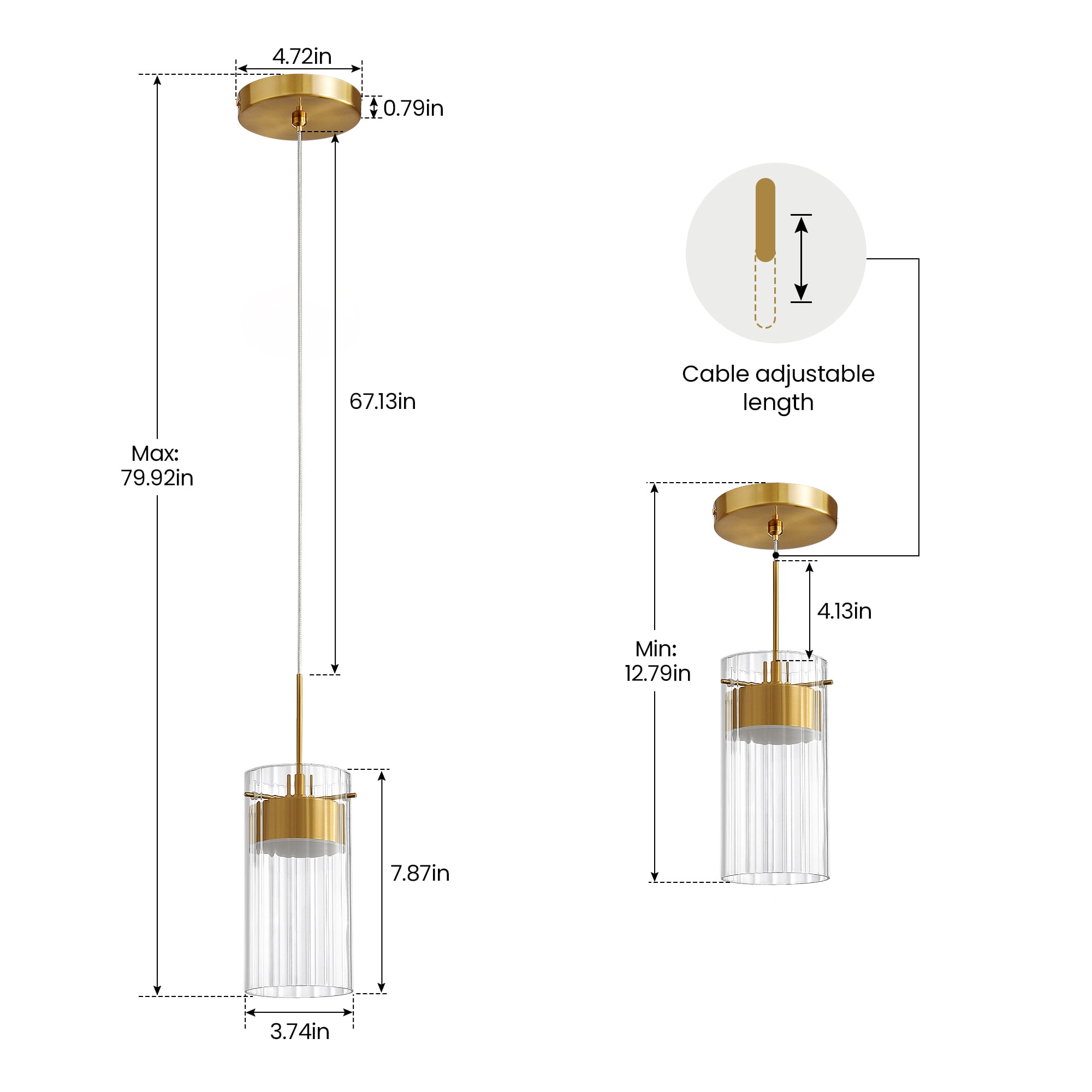 Sculptural Glass Pendant Light for Kitchen Island, Modern Gold Statement Fixture