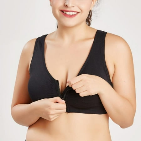

Women s Zip Front Sports Bra Wireless Post-Surgery Plus Size Bra Yoga Sports Bras