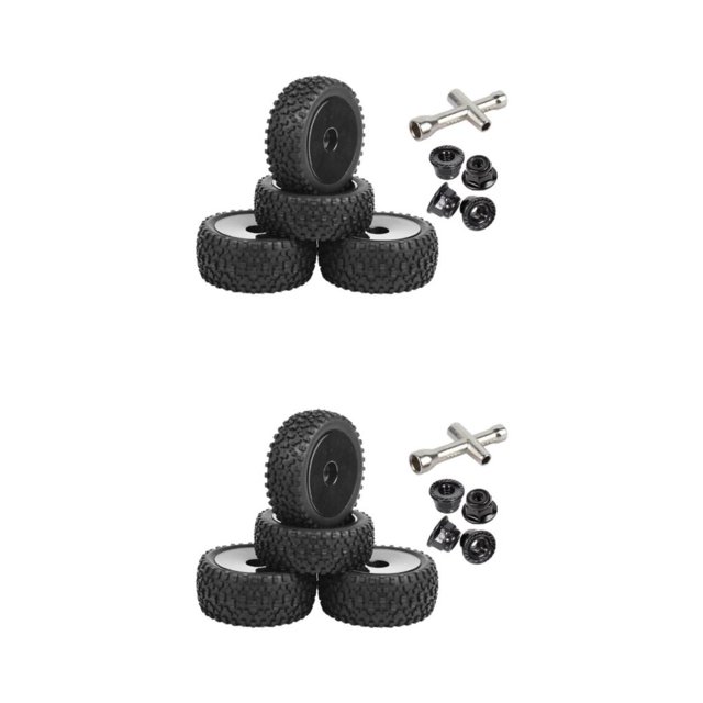 Transemion Front Rear Buggy Tires 1:10 Car Crawler Parts Glued Accessories DIY for HSP Black 2Set