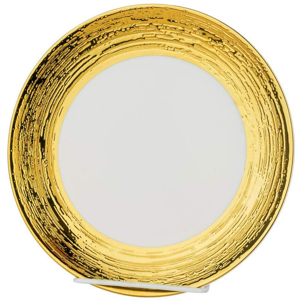 Yedi YCC728, 8'' White & Gold Embossed Collection Side Plate, Porcelain