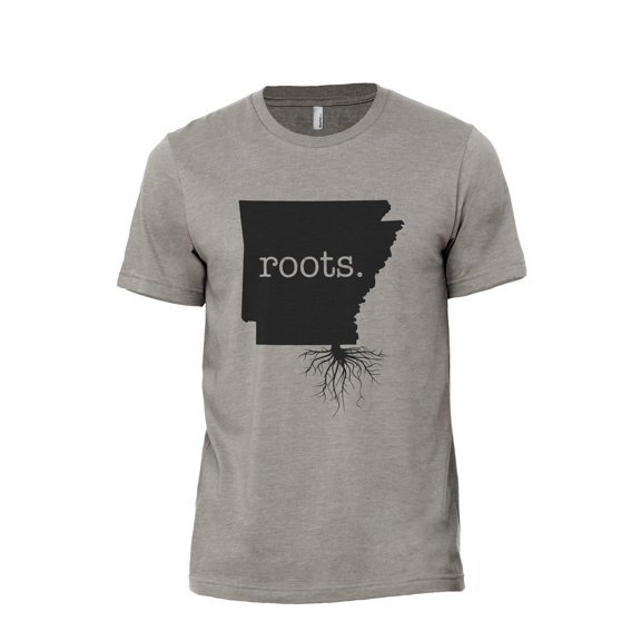 Home Roots State Arkansas AR Men's Modern Fit Fun Casual T-Shirt Printed Graphic Tee Military Grey X-Large