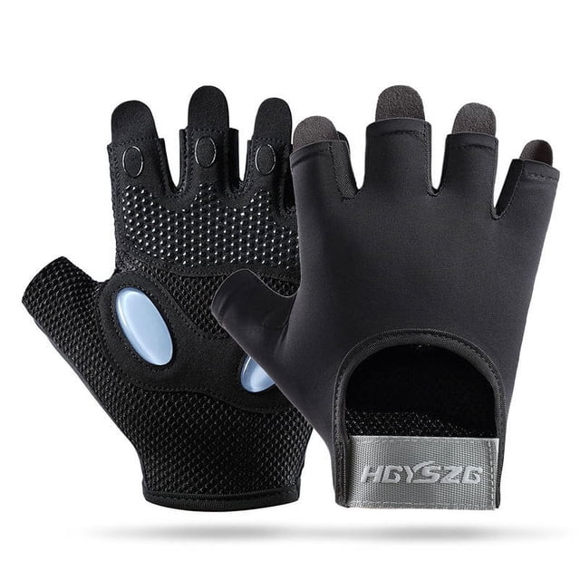 Guantes deportivos de medio dedo para fitness, para mujer, con almohadilla de palma engrosada, de silicona, con absorción de impactos, equipo de protección para la palma, guantes transpirables para