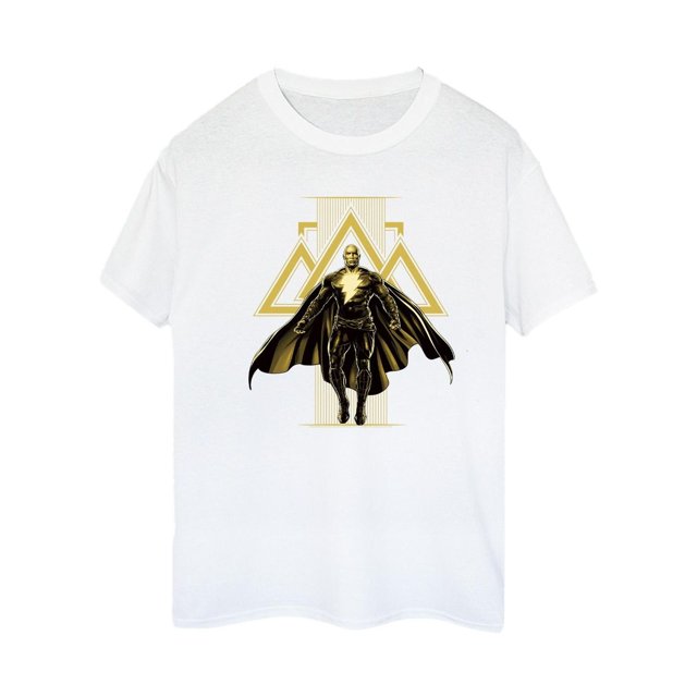 DC Comics T-Shirt Boyfriend en Coton Noir Adam Rising Symboles Dorés pour Femmes