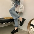 thumbnail image 6 of Lovskoo 2024 Women's Dress Leather Shoes Round Toe Small Flat Heel Collision Ladies Single Shoes Water Proof Black, 6 of 9