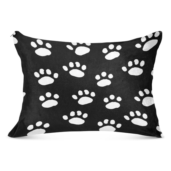 Dog Paws Plush Pillow Cases Standard Size Ultra Soft Warm Pillowcases with Zipper 20"x26"
