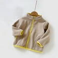 thumbnail image 2 of Lenpel Children's Fuzzy Fleece Jackets Toddler Girls Boys Long Sleeve Mock Neck Casual Jackets Plush Warm Outwear Coats(Khaki,3-4 Years), 2 of 5