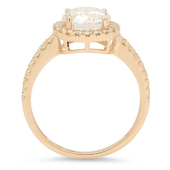 1.8 ct Round Cut Simulated Diamond Halo Engagement Ring for Women in 18K Yellow Gold