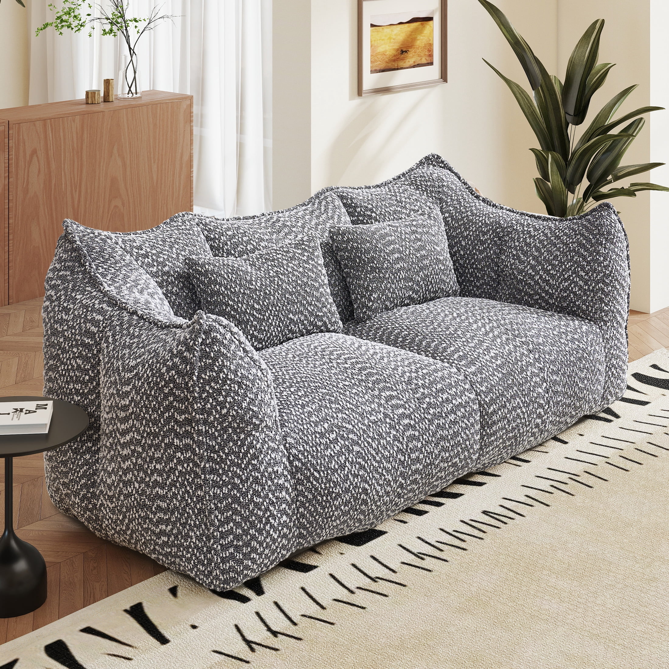 Aukfa Cloud Comfy Sofa, 24.4" Deep Seat Loveseat Couch for Living Room, No Assemble,Chenille,Gray