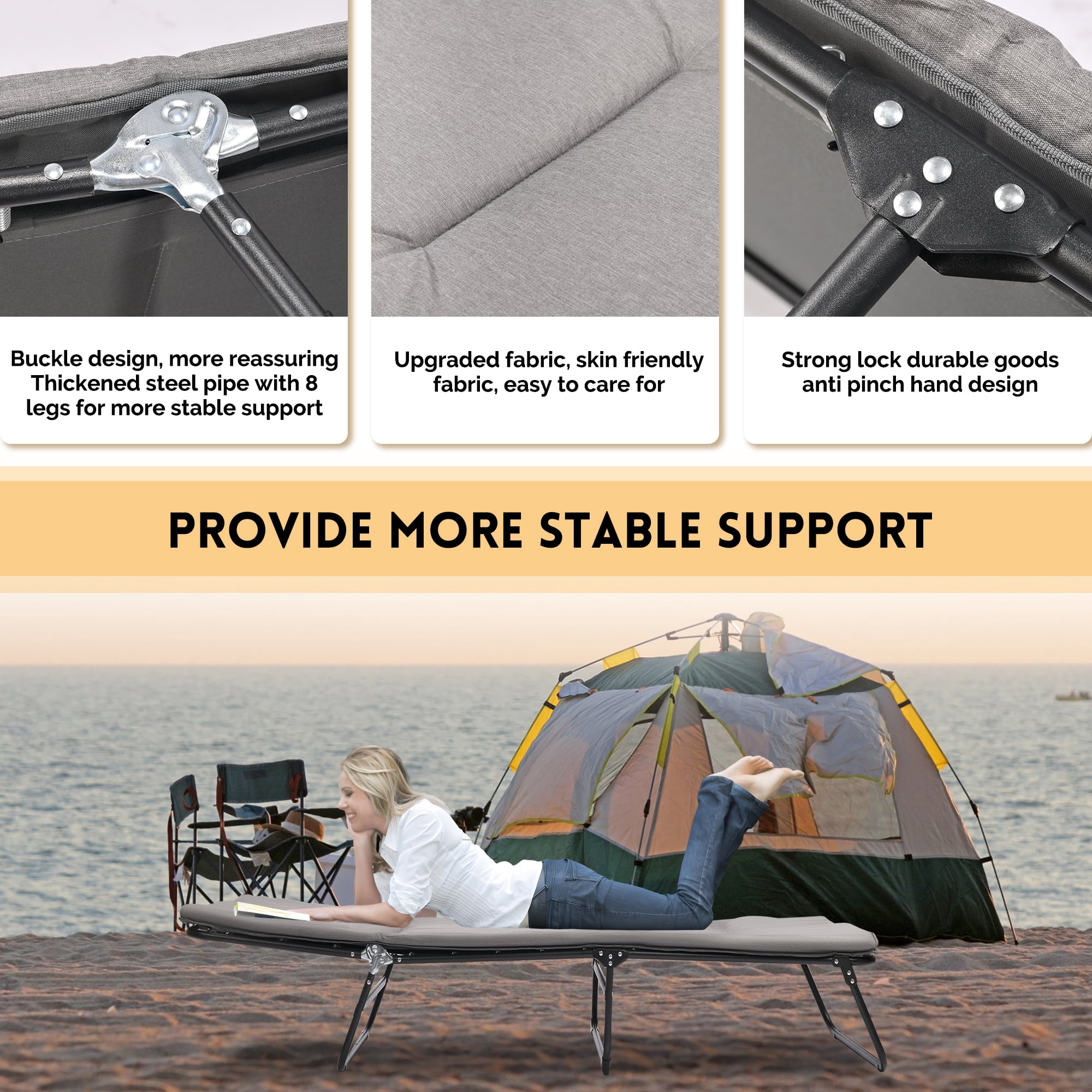 Folding Lounge Chair, 5-Position Adjustable Outdoor Reclining Chair,Heavy Duty Outdoor Bed with Carry Bag,Folding Chaise Lounge Chair for Pool Beach Patio Sunbathing, Gray