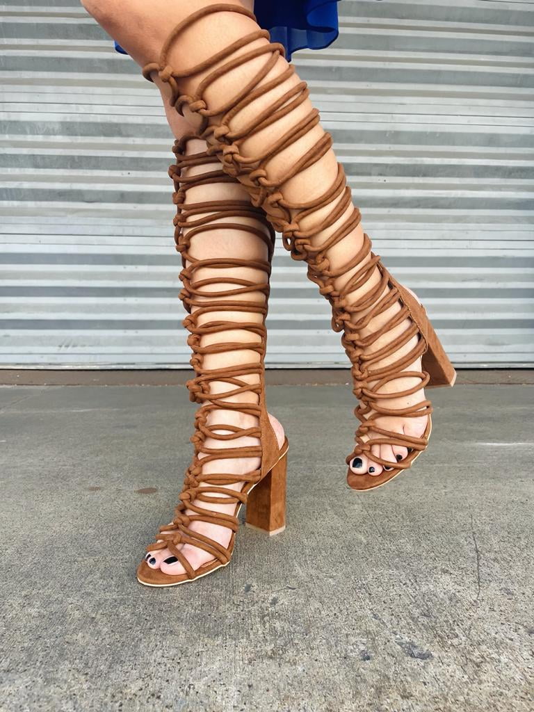 Rockstud 60 leather gladiator sandals in brown - Valentino Garavani |  Mytheresa