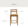 thumbnail image 2 of My Texas House Laurel Counter Stools with Woven Seagrass Seat, Kitchen, Warm Brown, 2 Pack, 2 of 8
