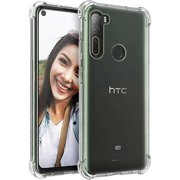 HTC U20 5G Case Clear Transparent Reinforced Corners TPU Shock-Absorption Flexible Cell Phone Cover for HTC U20 5G(Clear)