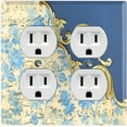 thumbnail image 1 of Metal Light Switch Plate Cover Blue Floral Damask Frame Honeycomb Trim DAM058, 1 of 13