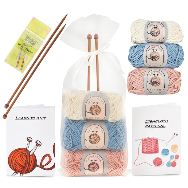 Kit de tejido Thoughtful Stitch para principiantes con 100% algodón