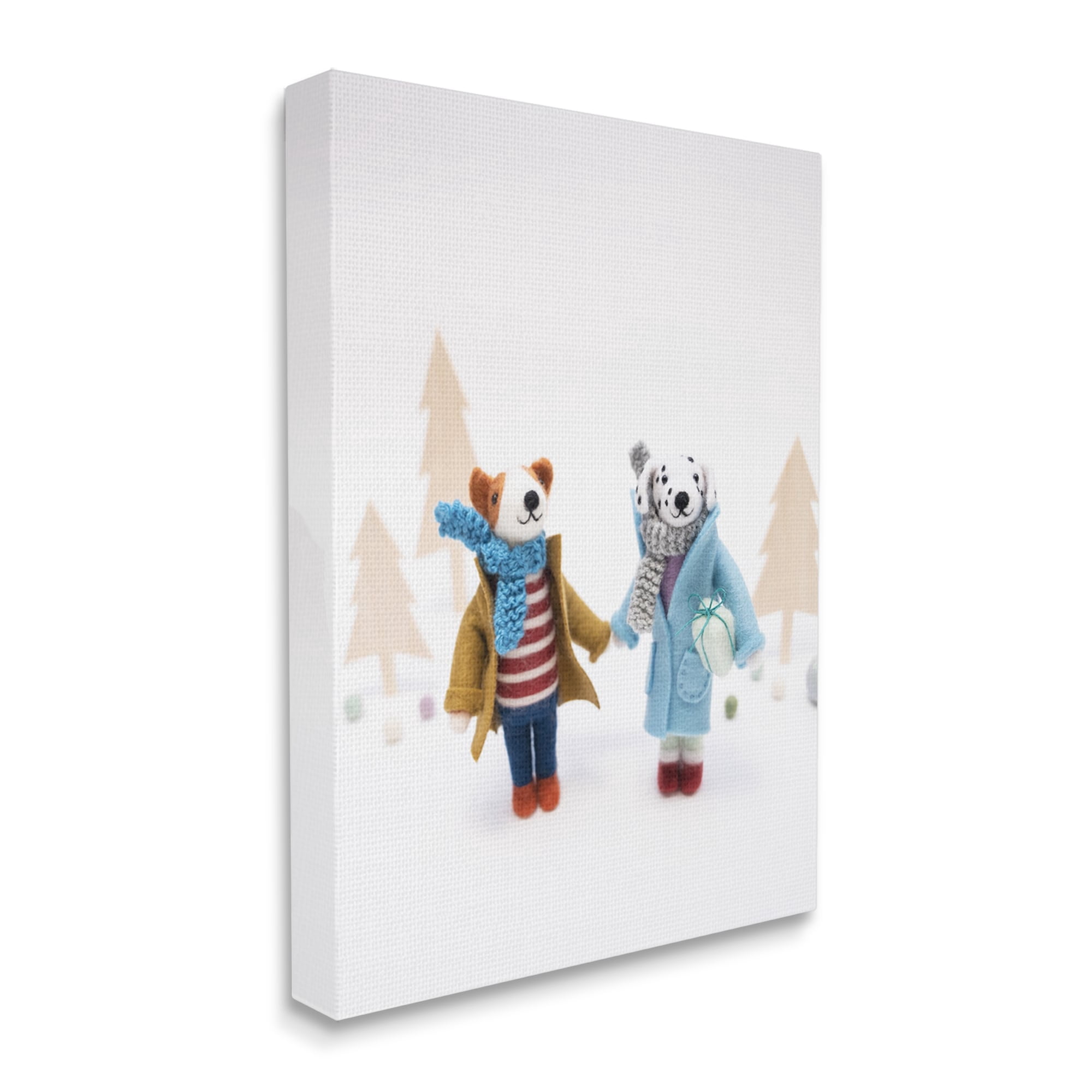 Stupell Industries Winter Holiday Gifts Dog Couple Holiday Photography Gallery Wrapped Canvas Print Wall Art