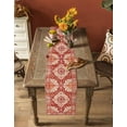 thumbnail image 4 of Burnt Orange Boho Burlap Cotton Table Runner 13x36 Inches Short, Ethnic Geometric Southwest Farmhouse Table Runners, Outdoor Dining Tablecloths Decor for Baby Shower/Party/Wedding, 4 of 6