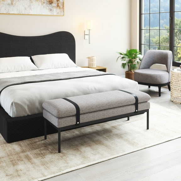 Padd Bench Gray Bench, Modern Style, Seats up to 2, Plywood, Indoor Living