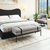 Padd Bench Gray Bench, Modern Style, Seats up to 2, Plywood, Indoor Living