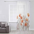 thumbnail image 3 of Orange Spring Floral Semi Sheer Curtains Drapes for Living Room, Bedroom, French Doors Window 108 Inches Long, Watercolor Summer Botanical Rod Pocket Chiffon Curtain Drapery Voile Draperies Panel, 3 of 6