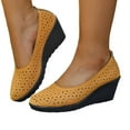 thumbnail image 4 of Casual On Shoes for Women with Memory Foam Comfort Women's Casual Shoes Fashion Hollow Out Wedge Heel Comfortable On Ladies Loafers For Daily Wear With Jeans, 4 of 9
