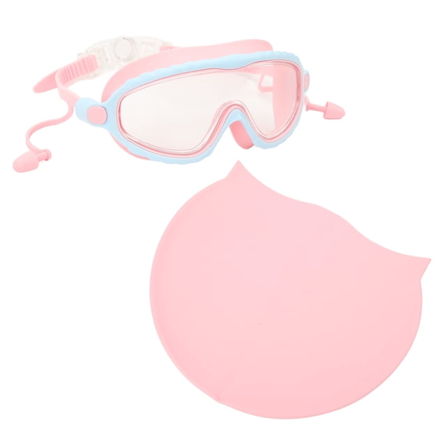 Juego de gorro de gafas de natación para niños, gafas de natación HD impermeables y a prueba de niebla con funda protectora, tapones para los oídos con Clip para la nariz para niñas