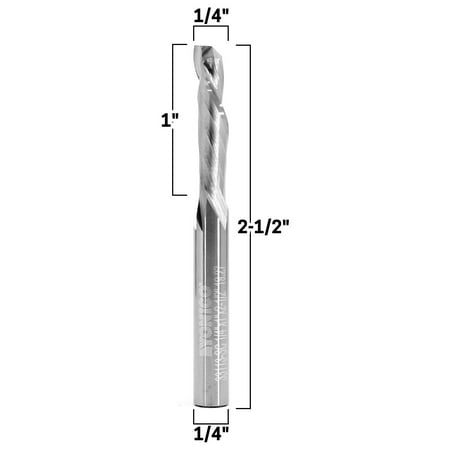 1/4 Dia. 1 Flute Compression Cut Spiral End Mill CNC Router Bit - 1/4 Shank - Yonico 33113-SC