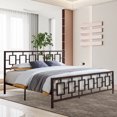 thumbnail image 1 of King Size Metal Platform Bed Frame with Wrought Iron-Art Headboard/Footboard, No Box Spring Required, Copper Color, 1 of 5