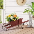thumbnail image 5 of Gymax Wooden Wagon Planter Decorative Indoor/ Outdoor Rustic Flower Cart w/ Wheel Red, 5 of 10