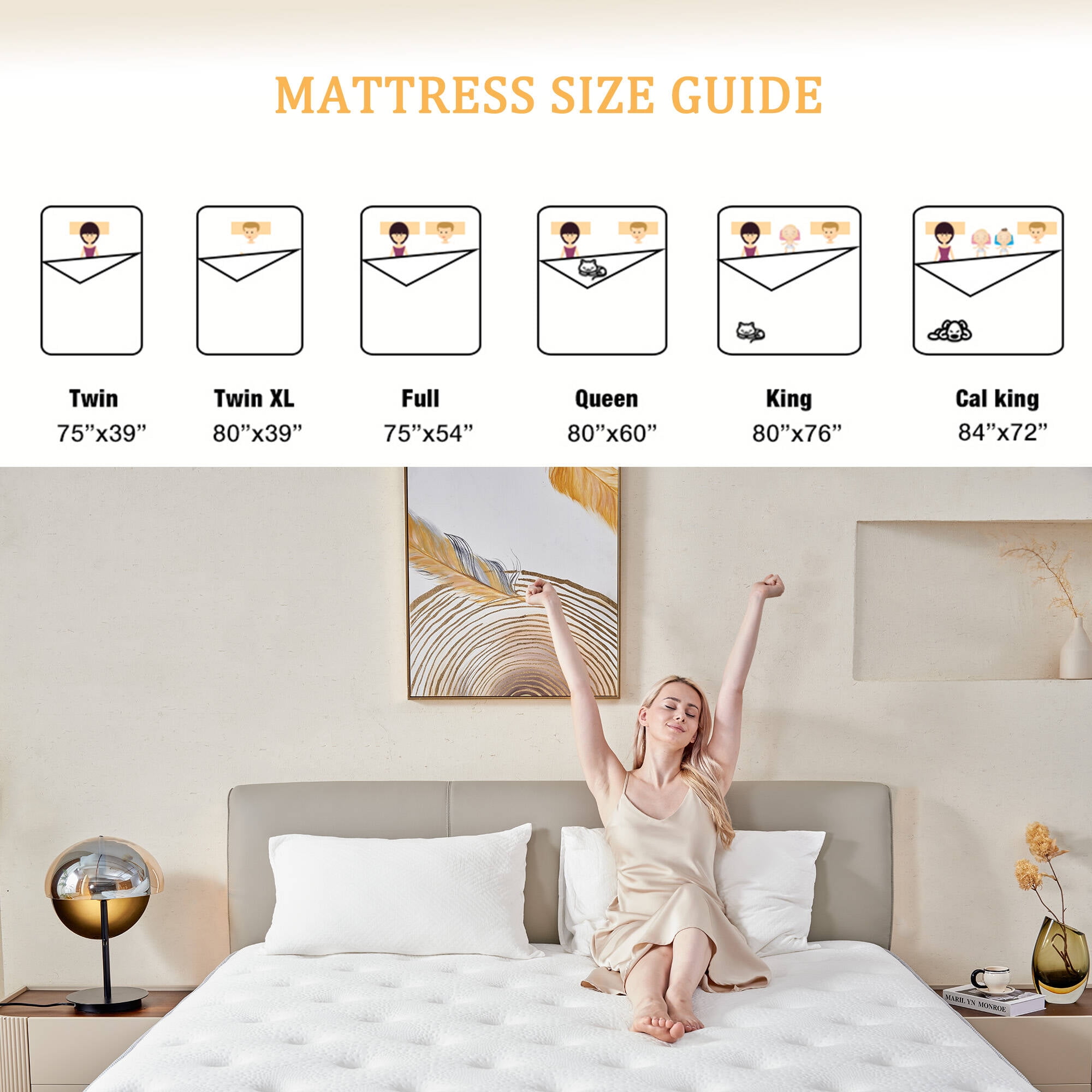 Madevos 10 inch Twin Mattress in a Box,Breathable Memory Foam & Individual Pocket Spring Hybrid Mattress,Medium Support,White