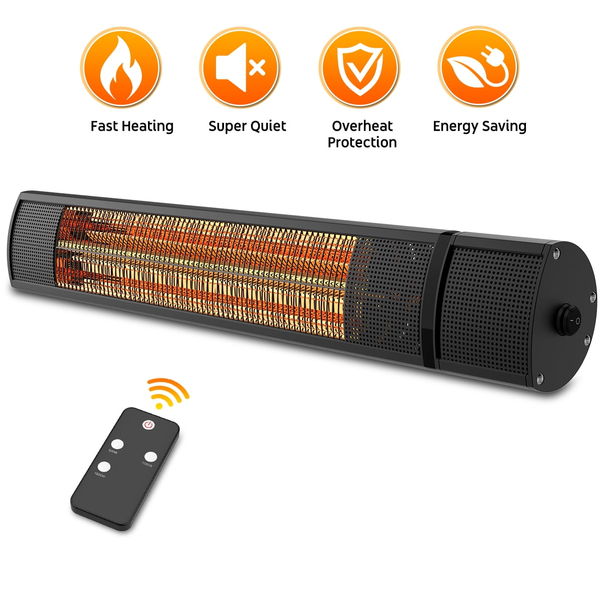 1500W Portable Electric Infrared Carbon Quiet Tower Heater Patio Fast Heating 