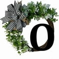thumbnail image 1 of HAOAN Monogram Initial Letter Wreaths for Front Door with Striped Linen Bow & Grapevine Base Farmhouse Rustic Door Decor Spring Summer Green Wreath for Indoor Outdoor Home Xmas Decor, 1 of 6