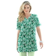 Roaman's Women's Plus Size Print Notch-Neck Soft Knit Tunic