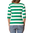 thumbnail image 3 of CAMISAS RAYADAS PARA MUJER INSPIRAR CHIC, AJUSTE SLIM, MANGAS ALBARDADAS, T-SHIRT CUELLO BARCO XL 2, 3 of 6
