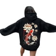 thumbnail image 3 of YAYUBA Women's Graphic Hoodies Japanese Hoodie Top Oversized Long Sleeve Anime Pullovers Sweatshirts, M, Black, 3 of 7