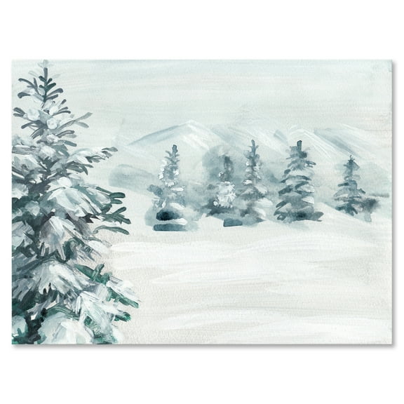 Designart ' Snowy Pine Trees On Mountain ' Traditional Canvas Wall Art Print