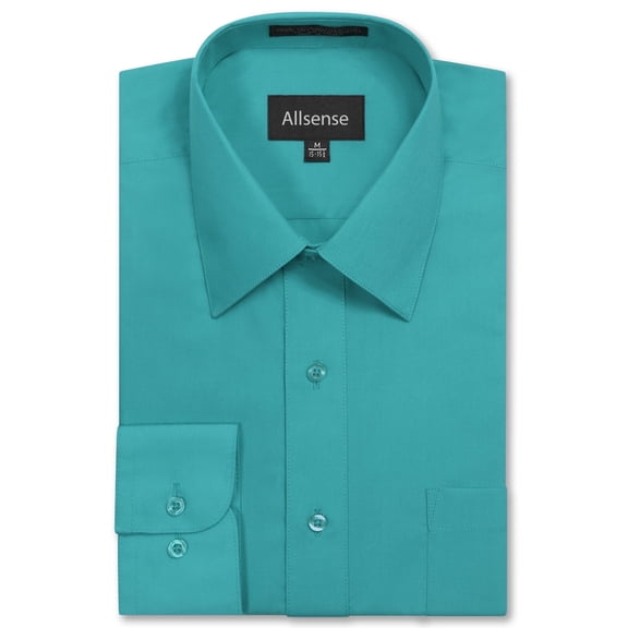 Allsense Men's Regular-Fit Long-Sleeve Dress Shirt, Turquoise, 5X-Large