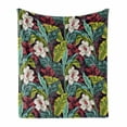 thumbnail image 1 of Plant Soft Flannel Fleece Throw Blanket, Exotic Nature Depicting Image of a Drawing with Vibrant Colored Leaves Botanical, Cozy Plush for Indoor and Outdoor Use, 50" x 60", Multicolor, by Ambesonne, 1 of 6