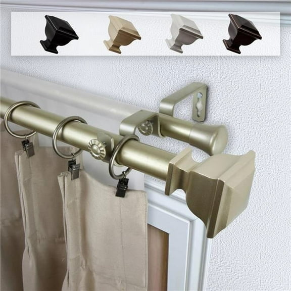 1 in. Dia. Isha Curtain Rod, Light Gold - 66-120 in.
