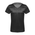 thumbnail image 5 of Eandarui Mens Nightwear Comfy Nightshirt V Neck Short Sleeve Satin T-Shirt Loose Pajama Blouses Black XXL, 5 of 7