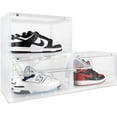 thumbnail image 1 of OLLIE XL Shoe Storage Boxes – Foldable and Stackable Shoe Storage Organizer for Closet – Clear HardFor Up to Size 13 – Acrylic Shoe Box Storage Containers for Jordan, Sneakers, Boots (3-Pack, Clear), 1 of 5