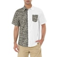 thumbnail image 1 of Lars Amadeus Men's Shirts Short Sleeve Summer Cotton Patchwork Button Down Shirts M Leopard Print, 1 of 6