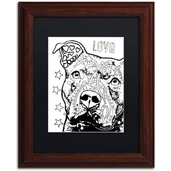 Trademark Fine Art "Thoughtful Pitbull CB 1" Canvas Art by Dean Russo, Black Matte, Wood Frame